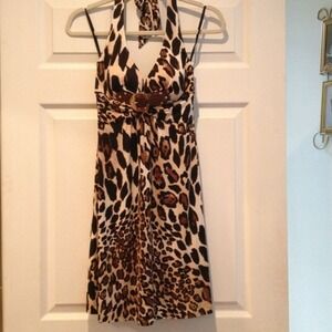 Cache animal print halter dress
